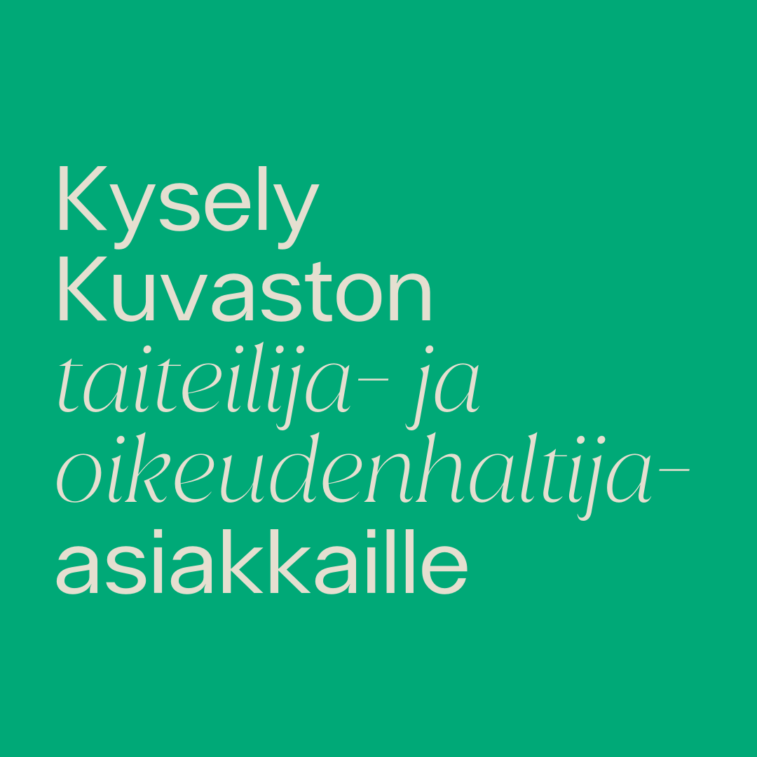 Kuvassa teksti: kysely Kuvaston tausta- ja oikeudenhaltija-asiakkaille.