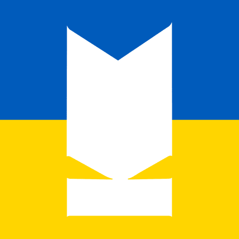 Ukrainan lipun päällä Kuvaston valkoinen tunnus