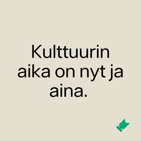 Kuvassa lausuttavan raportin otsikko: "Kulttuurin aika on nyt ja aina".